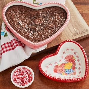 ❤️ New Pioneer Woman 2-Piece Ceramic Heart Shaped Baking Dish